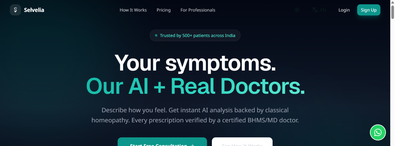 Selvelia landing page