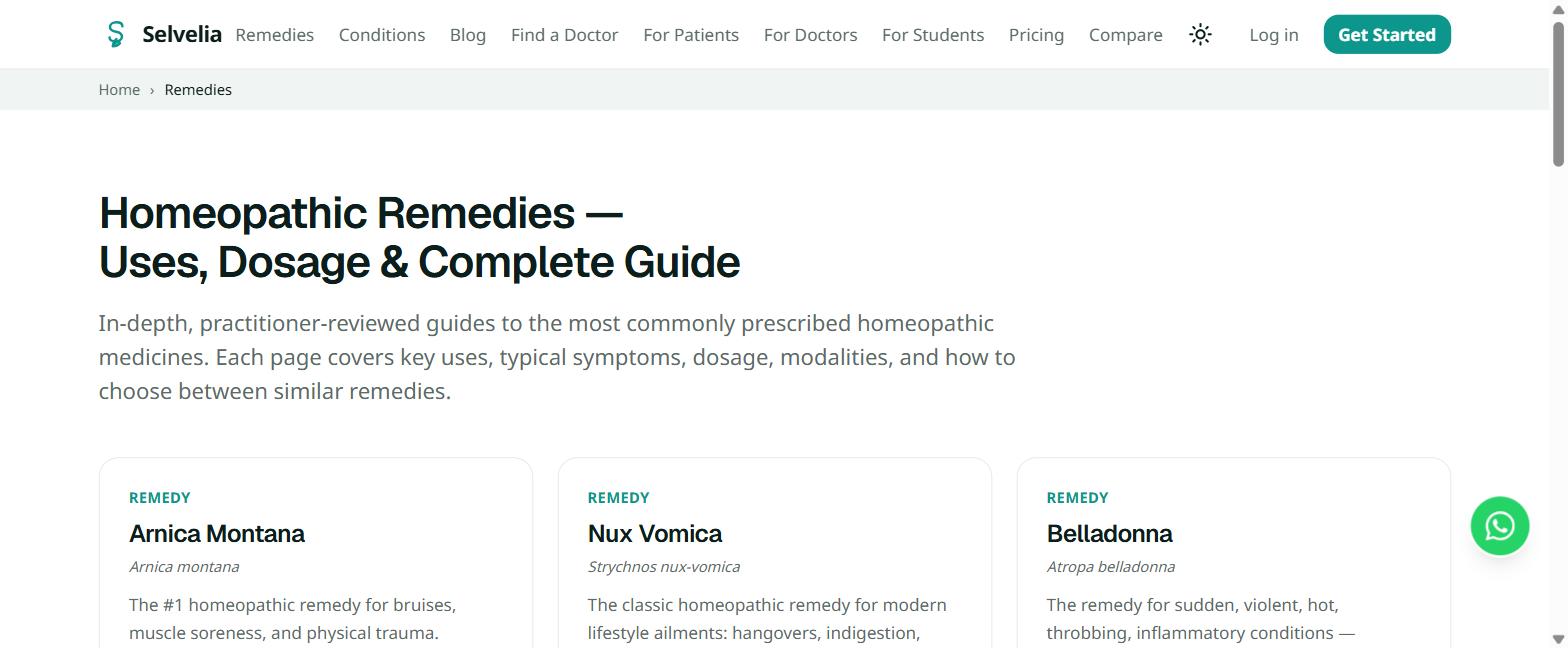 Selvelia materia medica remedy guides